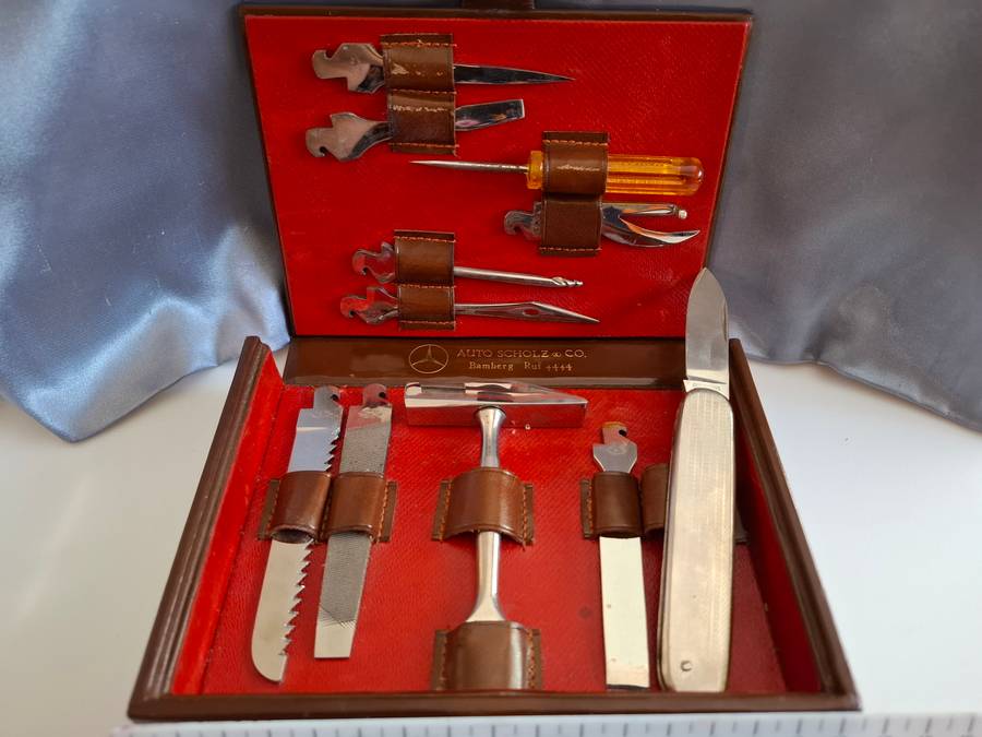 Rich.A.Herder Solingen Auto Scholz and Co Mercedes Muliti Tool Set in Leather Case - Great Condition