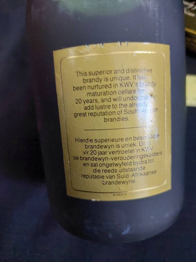 Vintage KWV Aged Twenty years Brandy -750ml- Sealed - Good Condition
