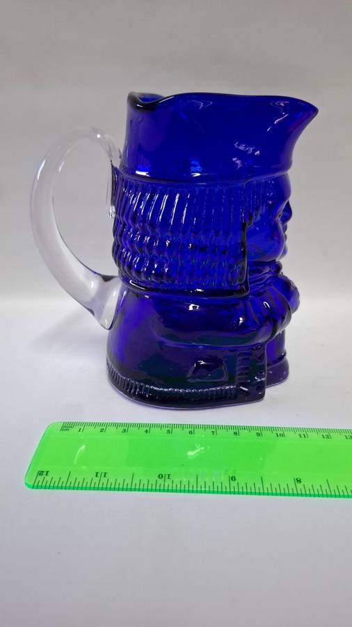 Royal Doulton Medium Whitefairs Barnaby Blue Glass Toby Jug "Jermey"  - Excellent Condition