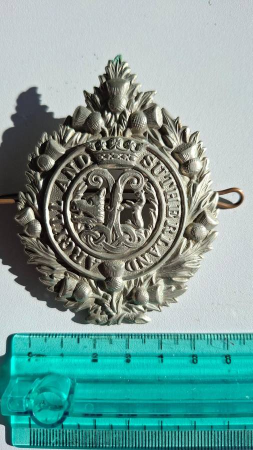 Stunning Argyll and Sutherland Highlanders Cap Badge in Excellent Condition (7.5x6cm)
