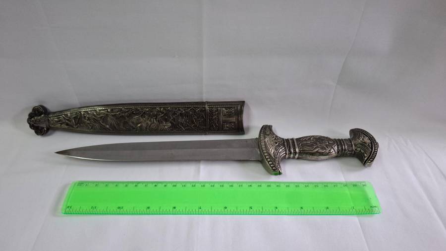 Stunning Vintage Decorative Silver Mounted Dagger in Sheath - Excellent Condition