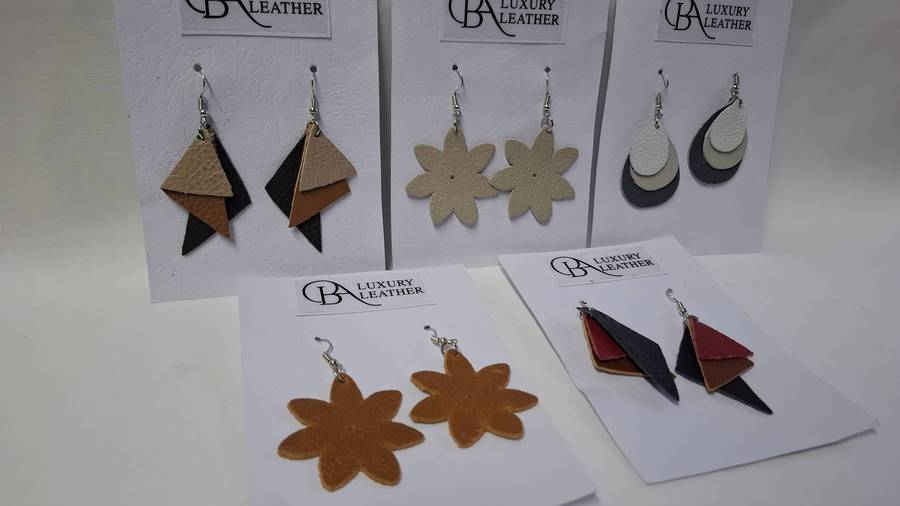 Lot 21A - A Collection of Five Beautiful Leather Earrings