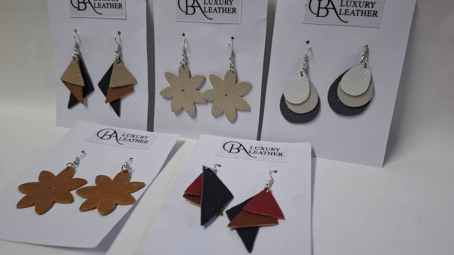 Lot 21A - A Collection of Five Beautiful Leather Earrings