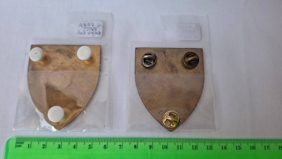 Set of Two SADF 3 Parachute Battalion Metal Shoulder Flash - All pins intact