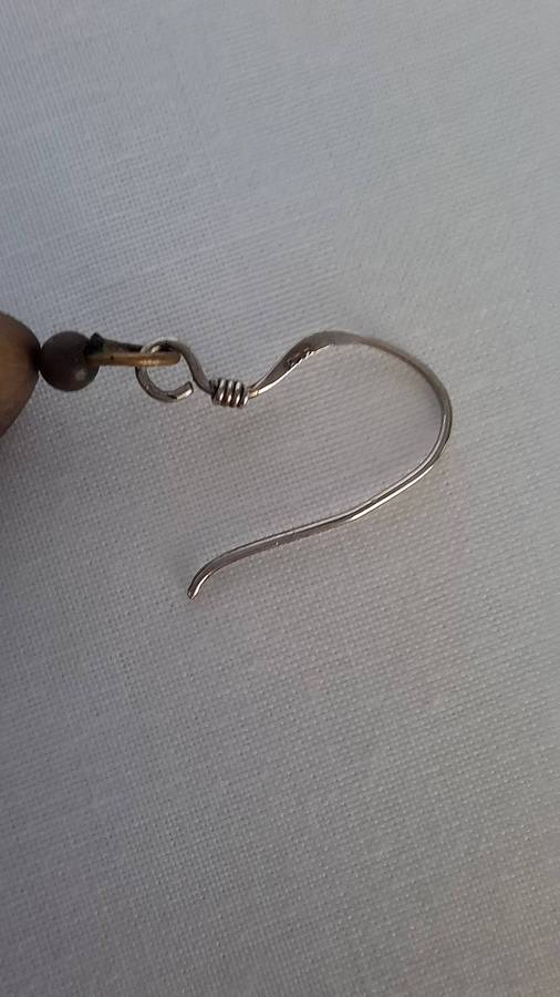 A Pair of Wooden Beaded Earrings with 925 Sterling Silver Hooks - total weight 6 Grams
