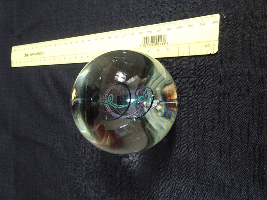 Beautifull Vintage Glass Colorful Swirl Egg Shape Paperweight  - Good Condition
