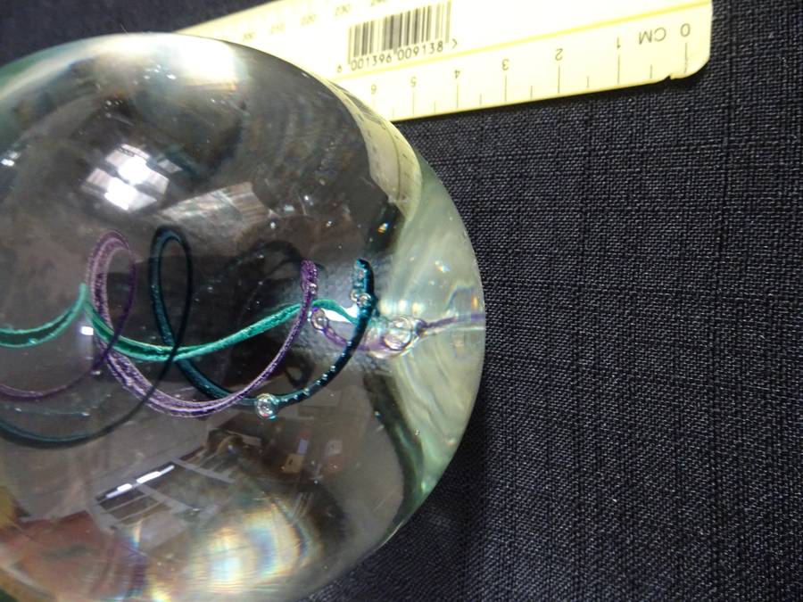 Beautifull Vintage Glass Colorful Swirl Egg Shape Paperweight  - Good Condition