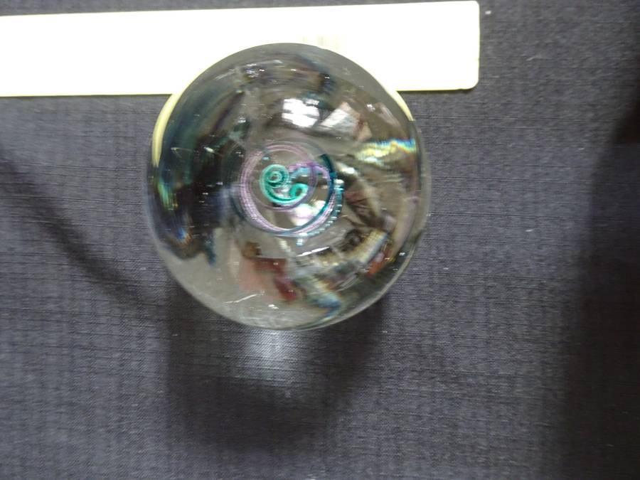 Beautifull Vintage Glass Colorful Swirl Egg Shape Paperweight  - Good Condition