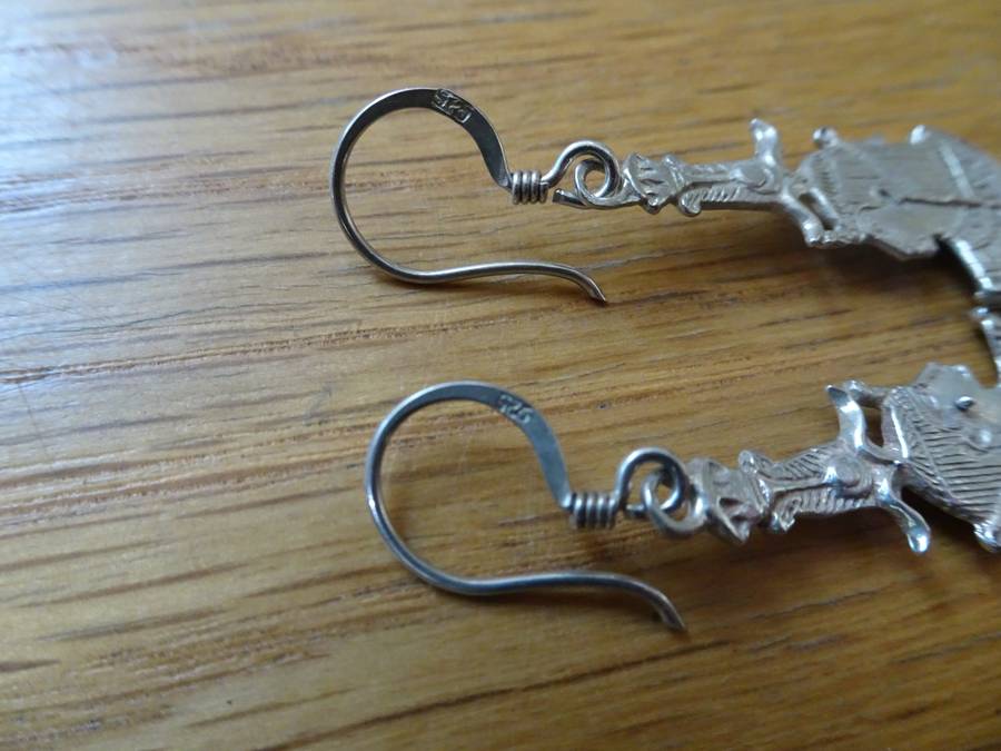 Lovely Pair Of Sterling Silver 1990's Queen Cleopatra Egyptian Earrings-Clearly Marked 925-5.2 Gram