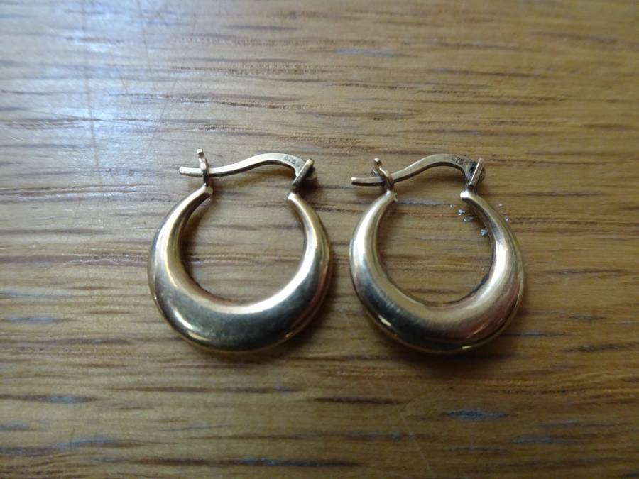 Stunning 875 Gold Hoop Earrings-Clearly Marked 875 - 0.7 Gram - Small Dent In One Earring See Images