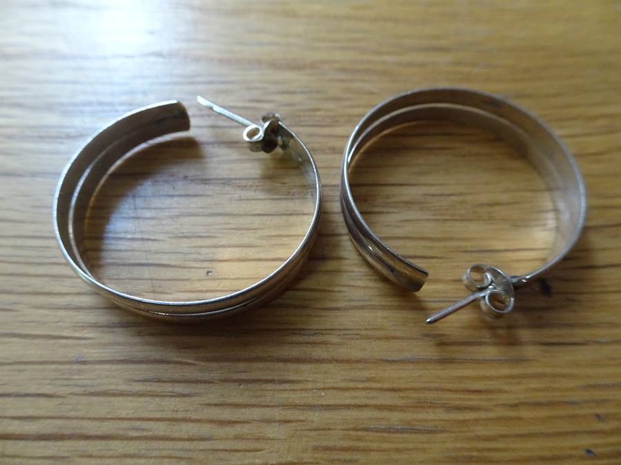 Beautiful Sterling Silver Hoop Earrings - Clearly Marked 925 - 6.5 Grams