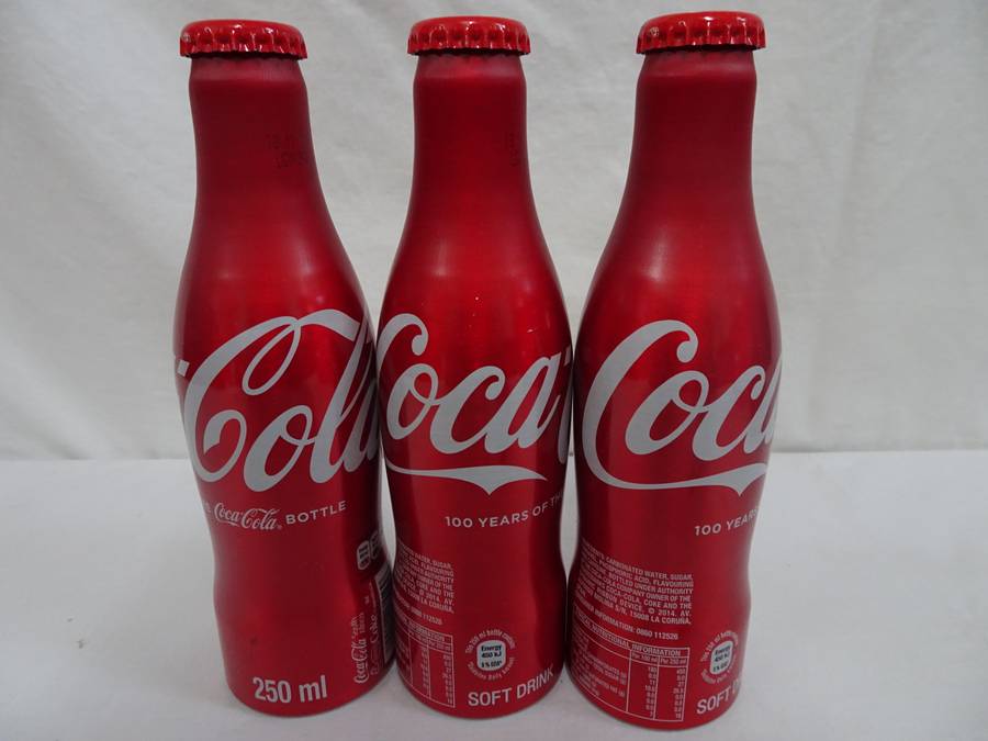 Collection Of 8x Coco Cola Glass Bottles +One Coca-Cola FIFA World Cup Russia 2018 Soccer Metal Ball