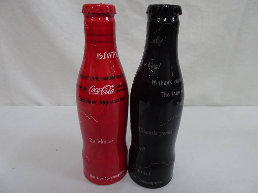 Collection Of 8x Coco Cola Glass Bottles +One Coca-Cola FIFA World Cup Russia 2018 Soccer Metal Ball