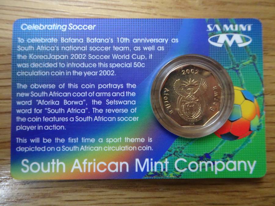 2x 2002 South African Soccer - Bafana Bafana 50cent Circulation Coins - Bidding Per Coin