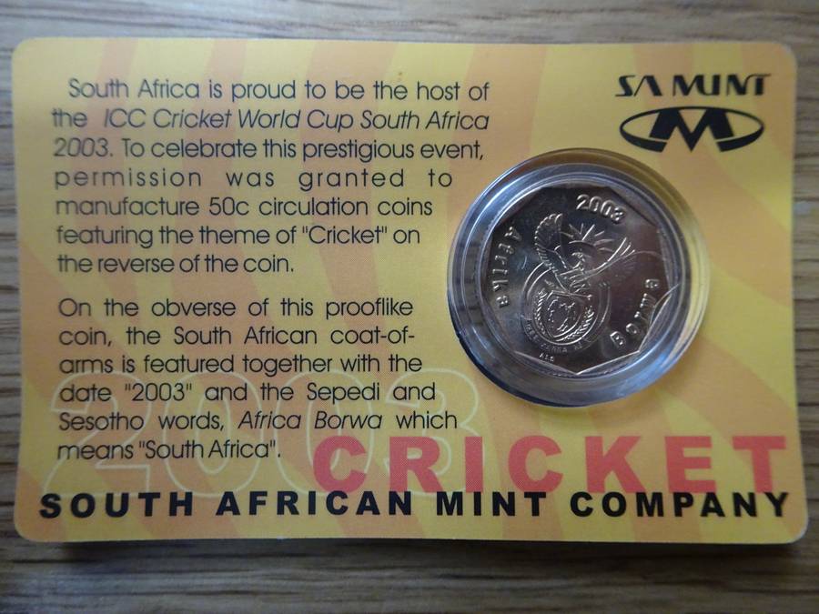2x 2003 ICC Cricket World Cup 50cent Circulation Coins - Bidding Per Coin
