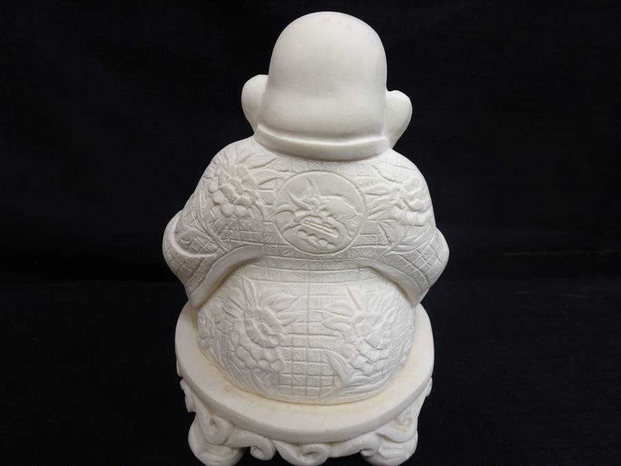 Stunning Smiling Vintage Buddha Resin Stone Antique Statue - In Good Condition