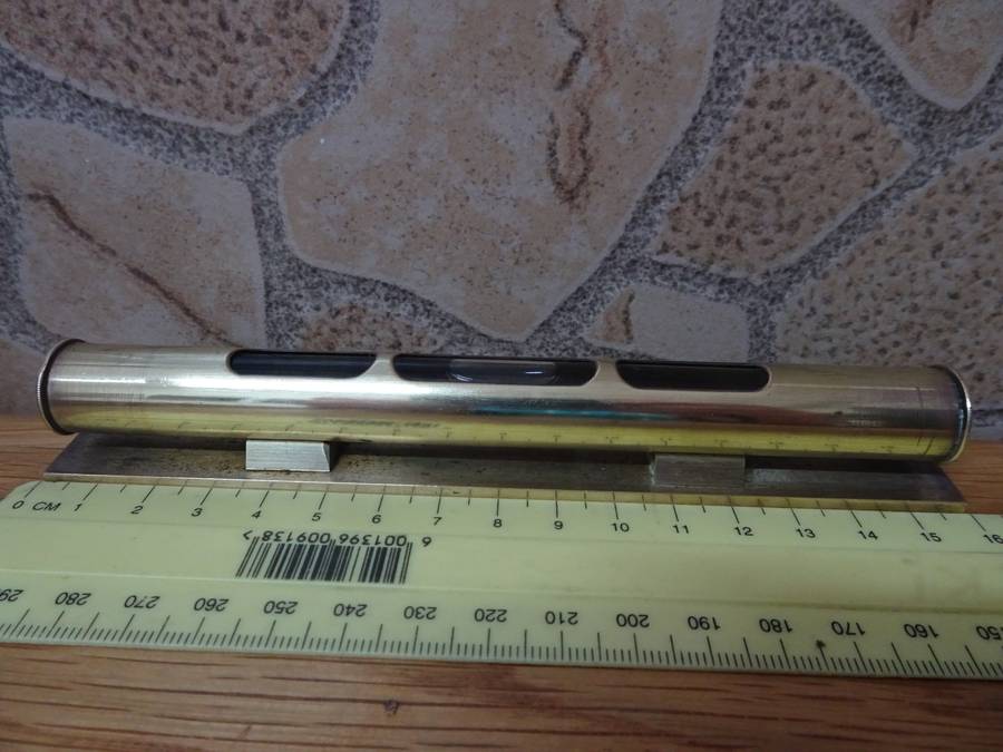 Small Antique French Brass Pocket Spirit Level, Vintage Metal Measuring Tool from France