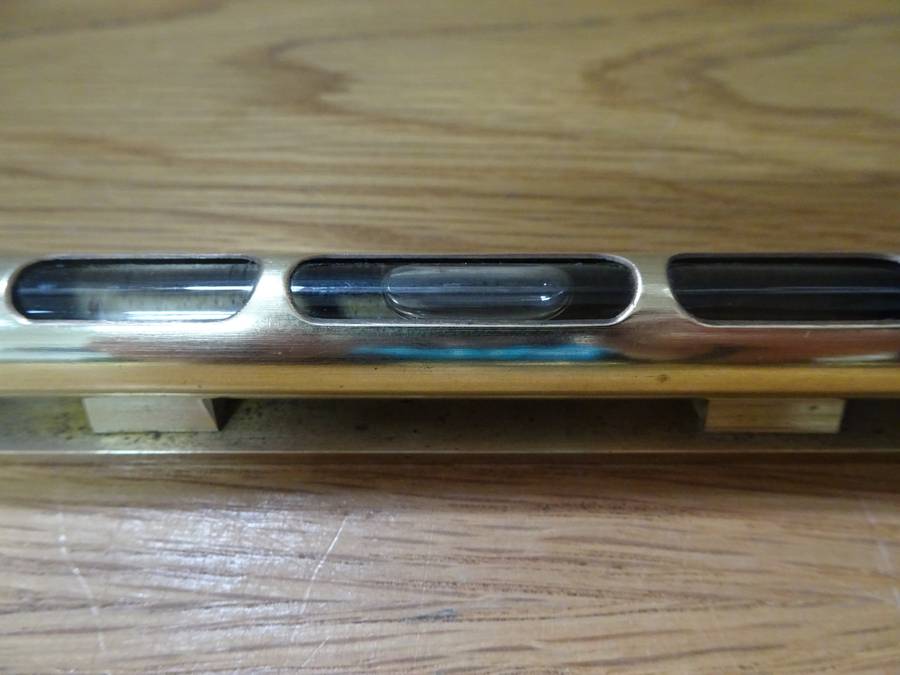 Small Antique French Brass Pocket Spirit Level, Vintage Metal Measuring Tool from France
