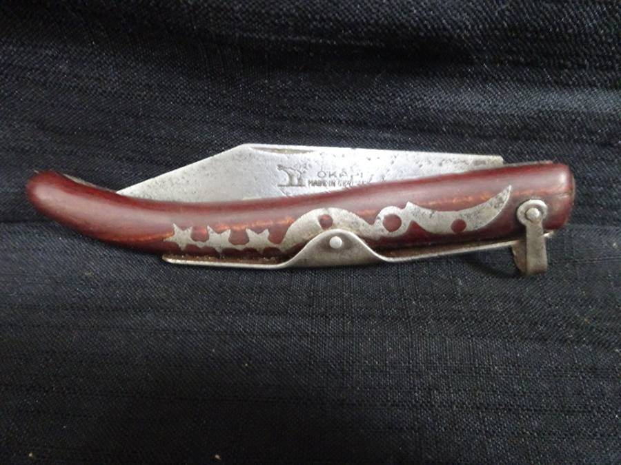 Vintage Okapi South Africa Locking Blade Knife Moon And (3) Stars - Okapi Made In Germany