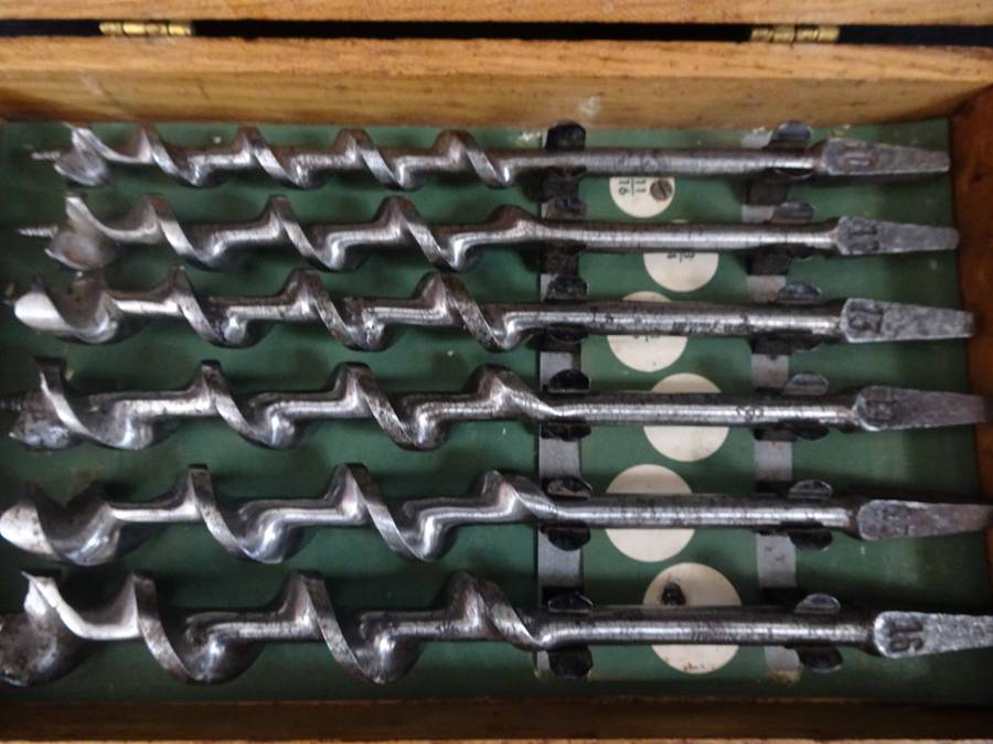 Very RARE Irwin Vintage Wood Auger Drill Bit Set Of 13pcs -Wilmington Ohio USA - In Wooden Box
