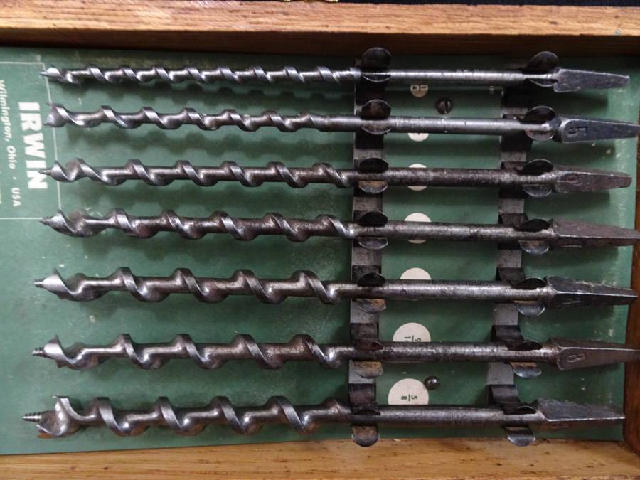 Very RARE Irwin Vintage Wood Auger Drill Bit Set Of 13pcs -Wilmington Ohio USA - In Wooden Box