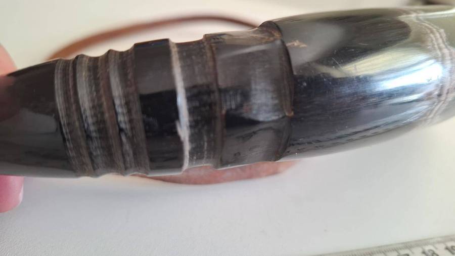 Large Vintage Gun Powder Holder made from Horn in Great Condition