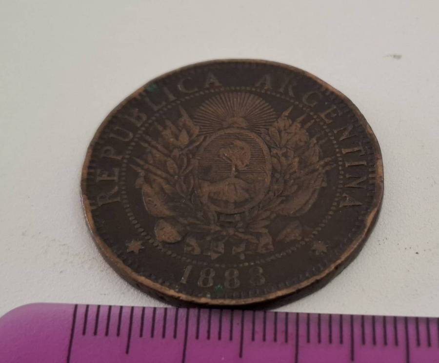 Rare 1888 Federal Republic of Argentina Bronze 2 Centavos Coin (1882-1896)