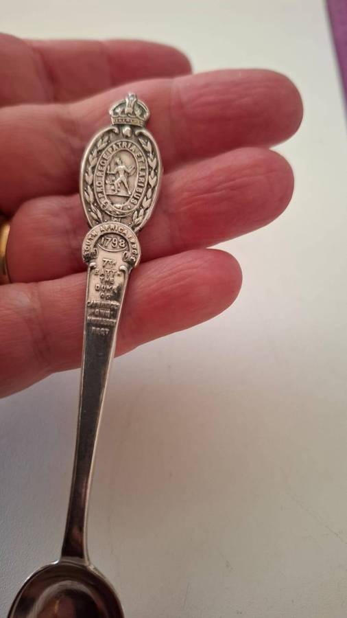 Antique Brimingham Sterling Silver Commerative Spoon 7th Battalion -Duke of Cambridge 20.2 grams