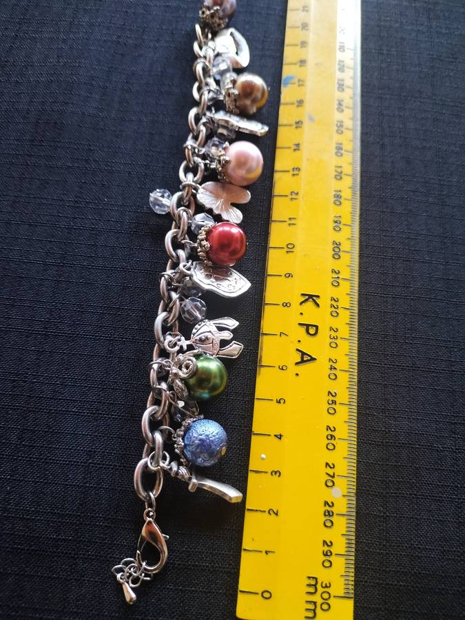 Beautiful Vintage Christian Multi Colour Charm Bracelet