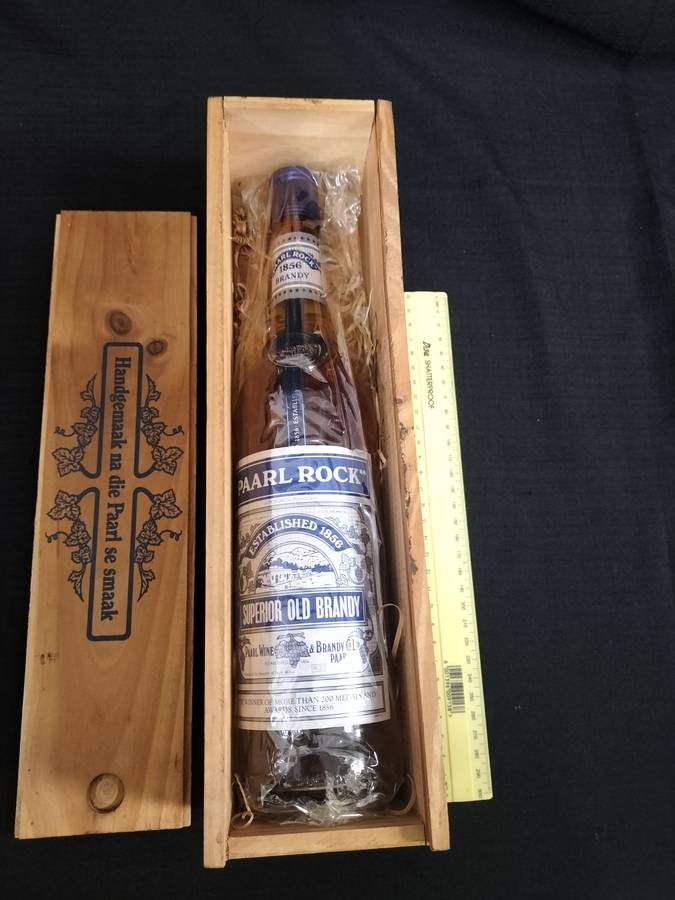 Vintage Paarl Rock 1856 Superior Old Brandy with Wooden Box - Sealed - Good Condition