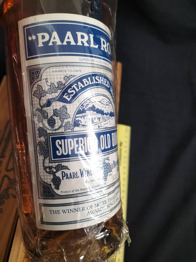 Vintage Paarl Rock 1856 Superior Old Brandy with Wooden Box - Sealed - Good Condition