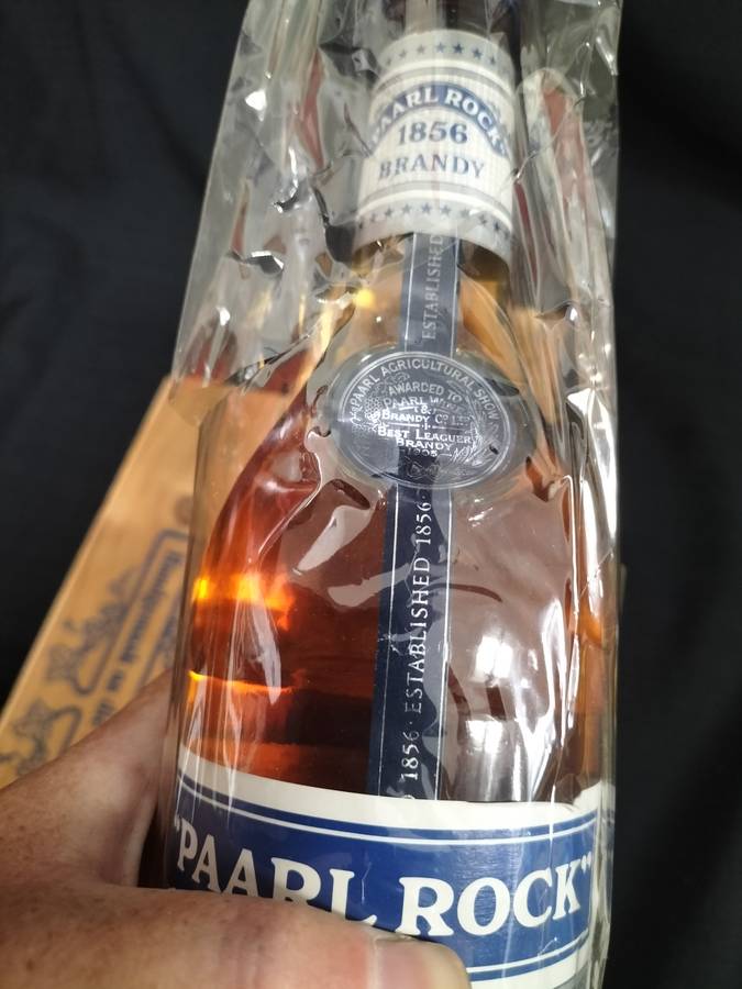 Vintage Paarl Rock 1856 Superior Old Brandy with Wooden Box - Sealed - Good Condition