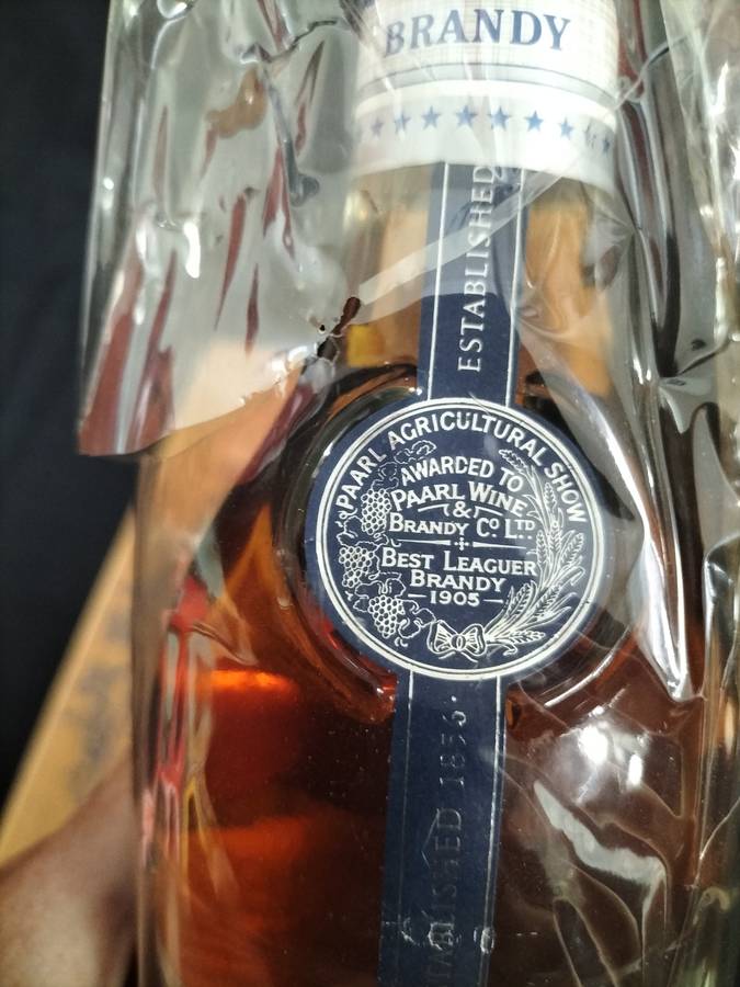 Vintage Paarl Rock 1856 Superior Old Brandy with Wooden Box - Sealed - Good Condition