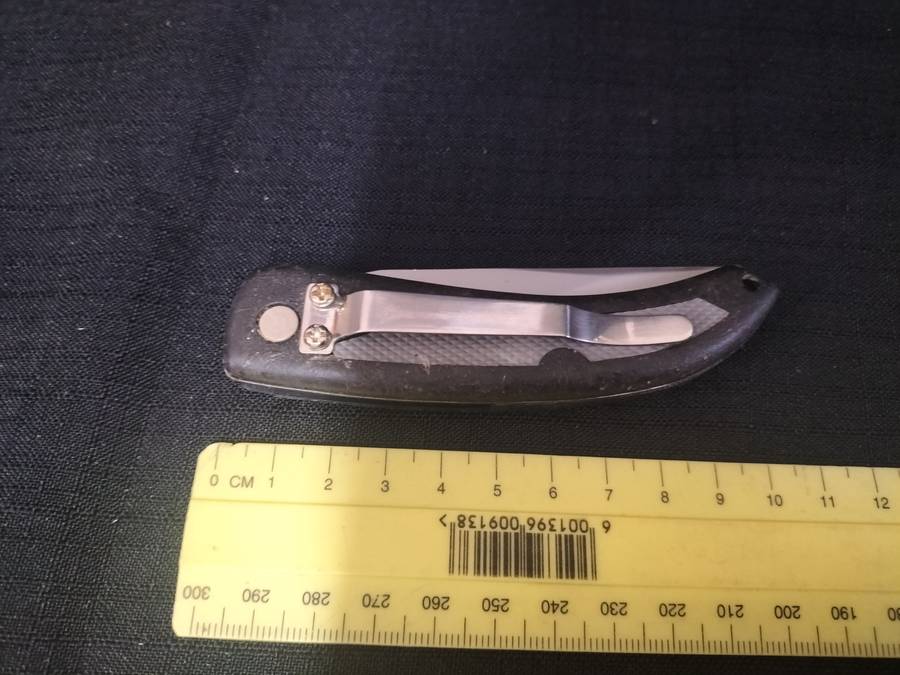 Stainless Steel Blade Liner Black Folding Knife - Good Condition