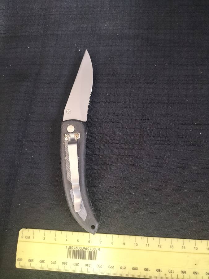 Stainless Steel Blade Liner Black Folding Knife - Good Condition