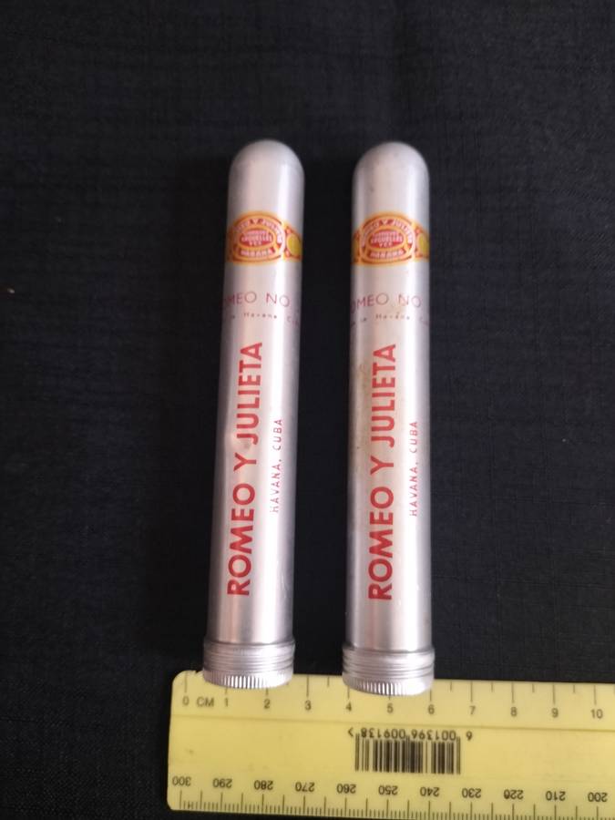 Two Remeo Y Julieta No2 Cigars in Their Aluminum Tubes -  Made in Cuba - View Description