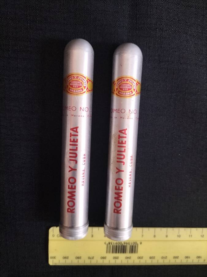 Two Remeo Y Julieta No2 Cigars in Their Aluminum Tubes -  Made in Cuba - View Description