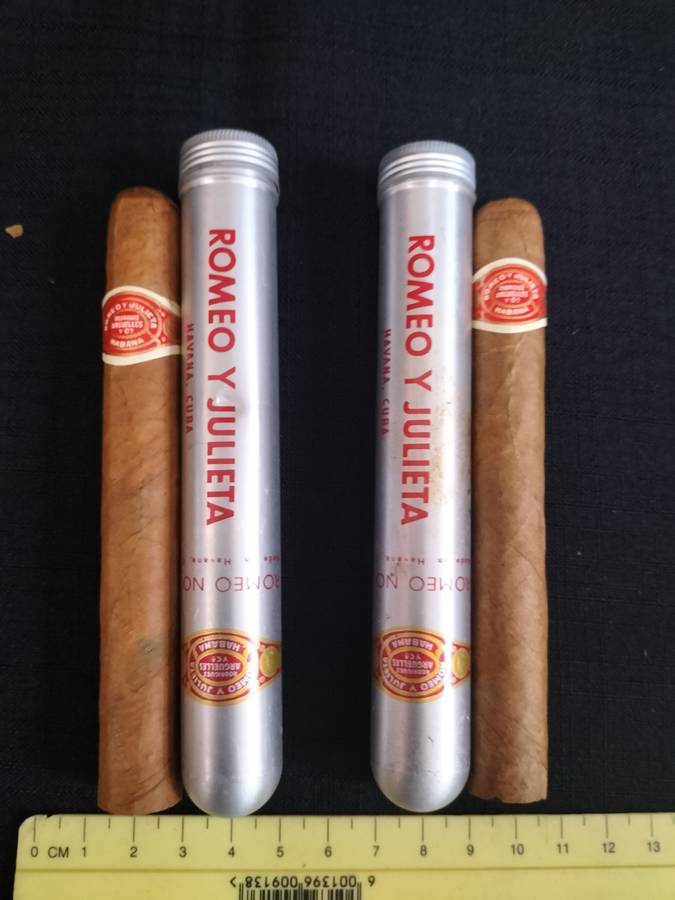 Two Remeo Y Julieta No2 Cigars in Their Aluminum Tubes -  Made in Cuba - View Description