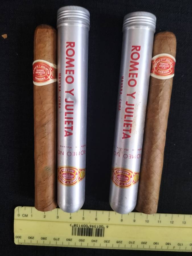 Two Remeo Y Julieta No2 Cigars in Their Aluminum Tubes -  Made in Cuba - View Description