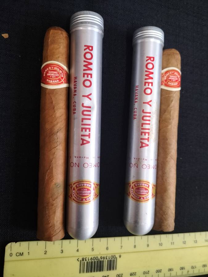 Two Remeo Y Julieta No2 Cigars in Their Aluminum Tubes -  Made in Cuba - View Description