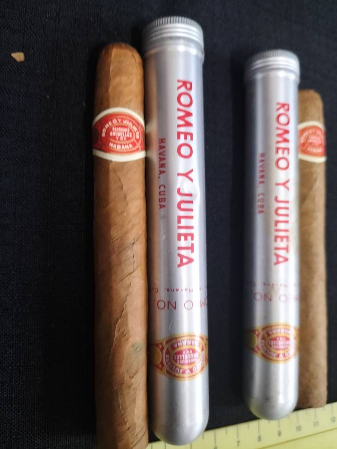 Two Remeo Y Julieta No2 Cigars in Their Aluminum Tubes -  Made in Cuba - View Description