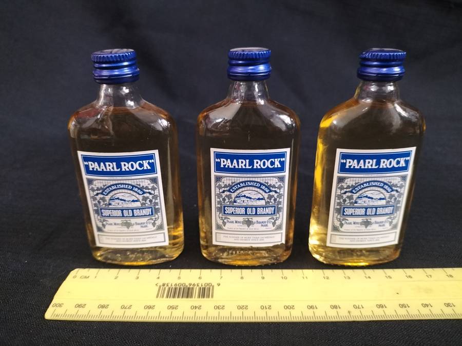 Vintage Three Miniature Paarl Rock 1856 Superior Old Brandy's 50 ml- Sealed - Good Condition