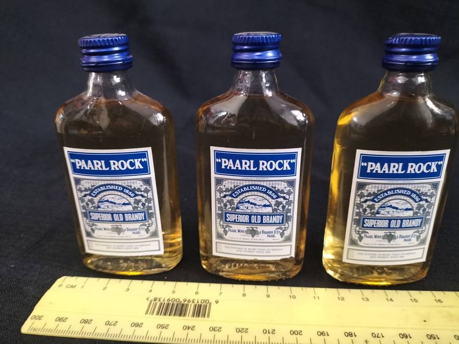 Vintage Three Miniature Paarl Rock 1856 Superior Old Brandy's 50 ml- Sealed - Good Condition