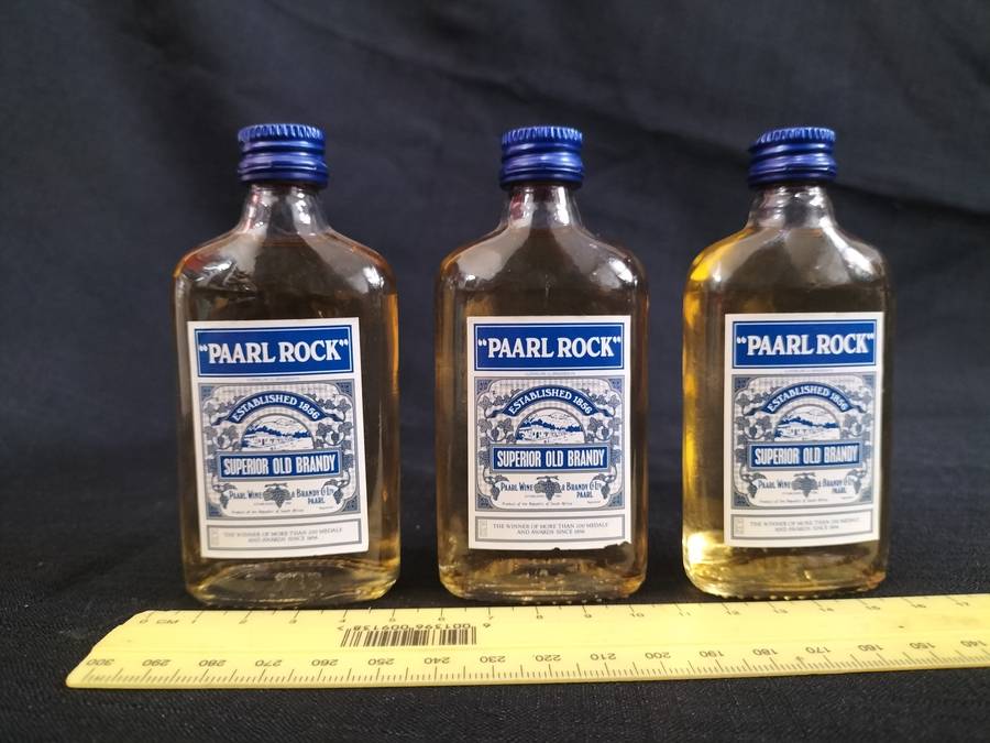 Vintage Three Miniature Paarl Rock 1856 Superior Old Brandy's 50 ml- Sealed - Good Condition