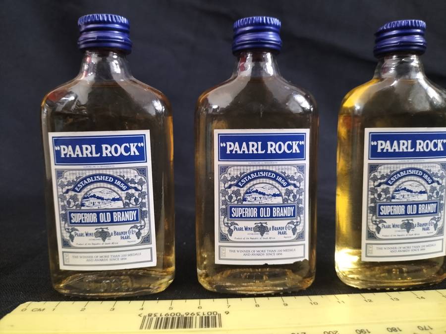 Vintage Three Miniature Paarl Rock 1856 Superior Old Brandy's 50 ml- Sealed - Good Condition