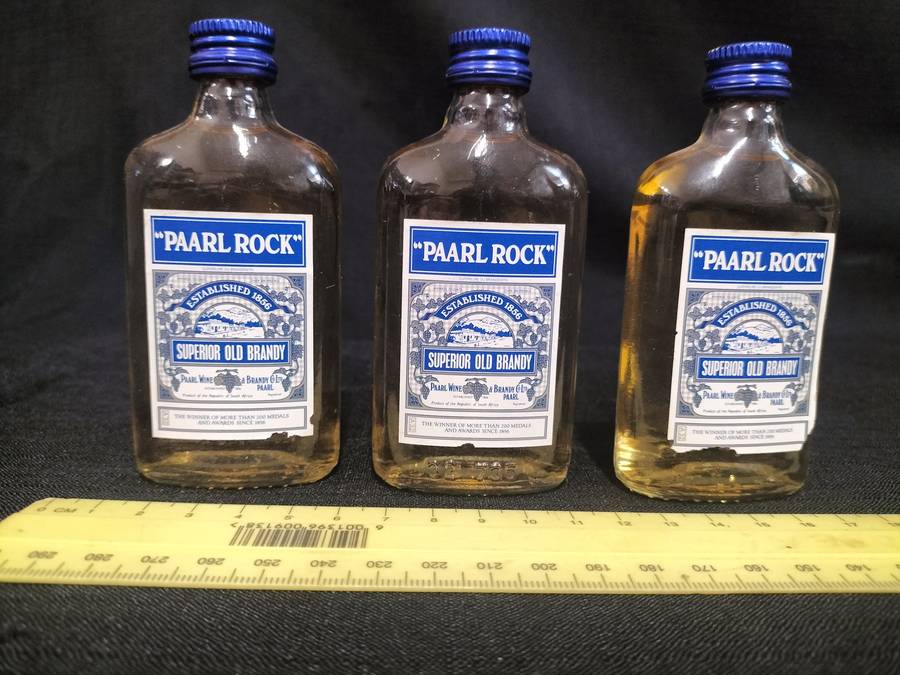 Vintage Three Miniature Paarl Rock 1856 Superior Old Brandy's 50 ml- Sealed - View Description