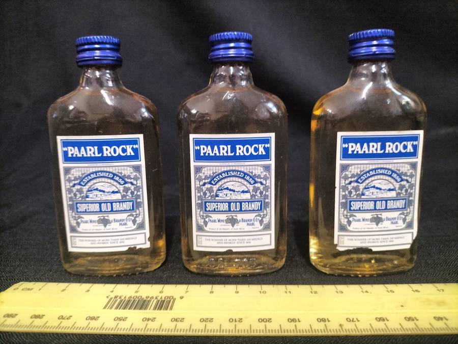 Vintage Three Miniature Paarl Rock 1856 Superior Old Brandy's 50 ml- Sealed - View Description