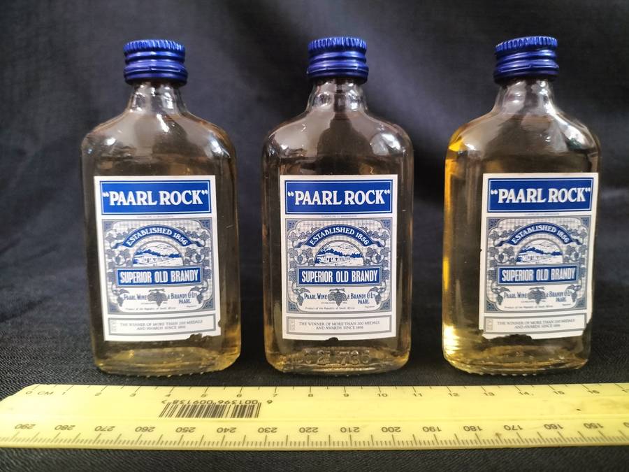 Vintage Three Miniature Paarl Rock 1856 Superior Old Brandy's 50 ml- Sealed - View Description