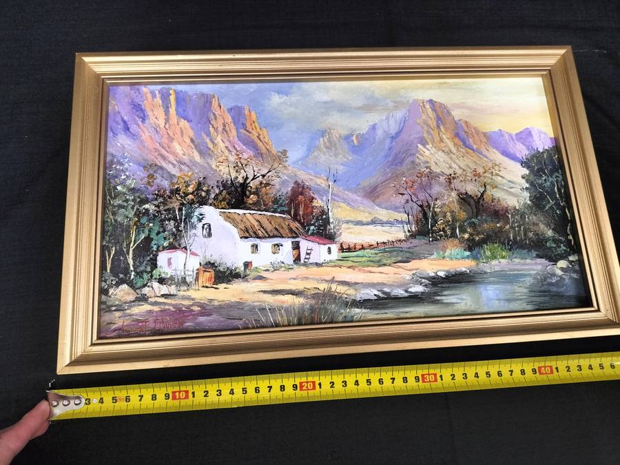 Beautiful Framed Oil On Board Farm Landscape  - Popular SA Artist - Vincent Olivier
