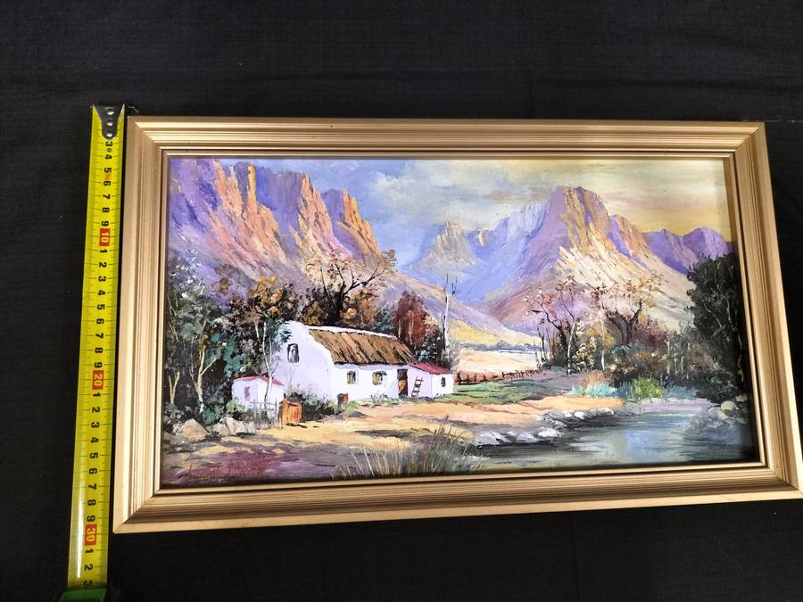 Beautiful Framed Oil On Board Farm Landscape  - Popular SA Artist - Vincent Olivier